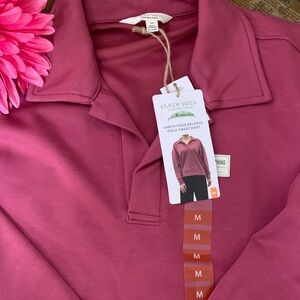 Earth Yoga Women's Polo Sweatshirt in Rose Pink